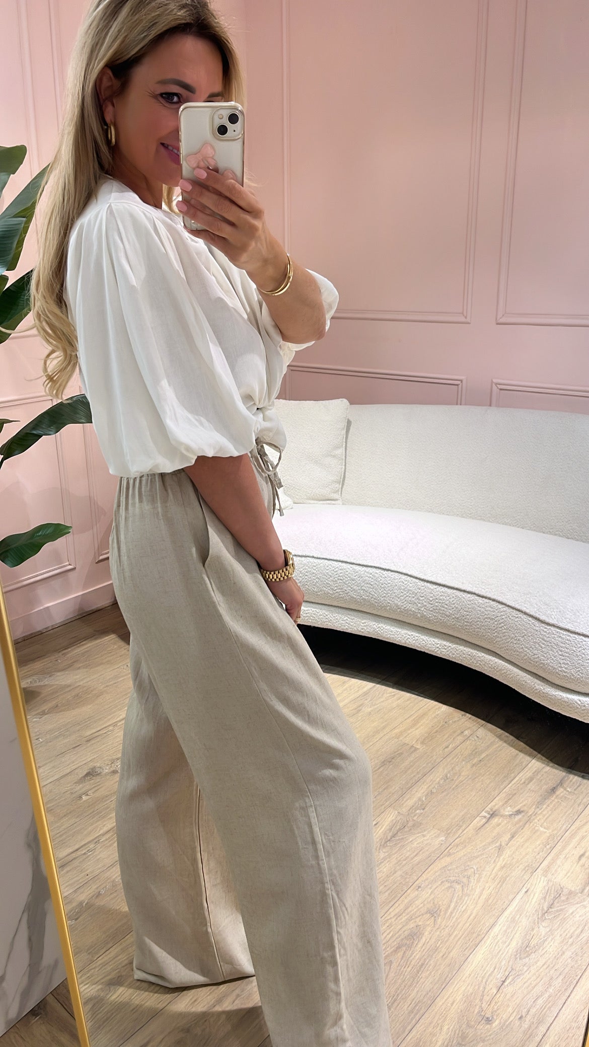 Linnen Pantalon Maxime Beige