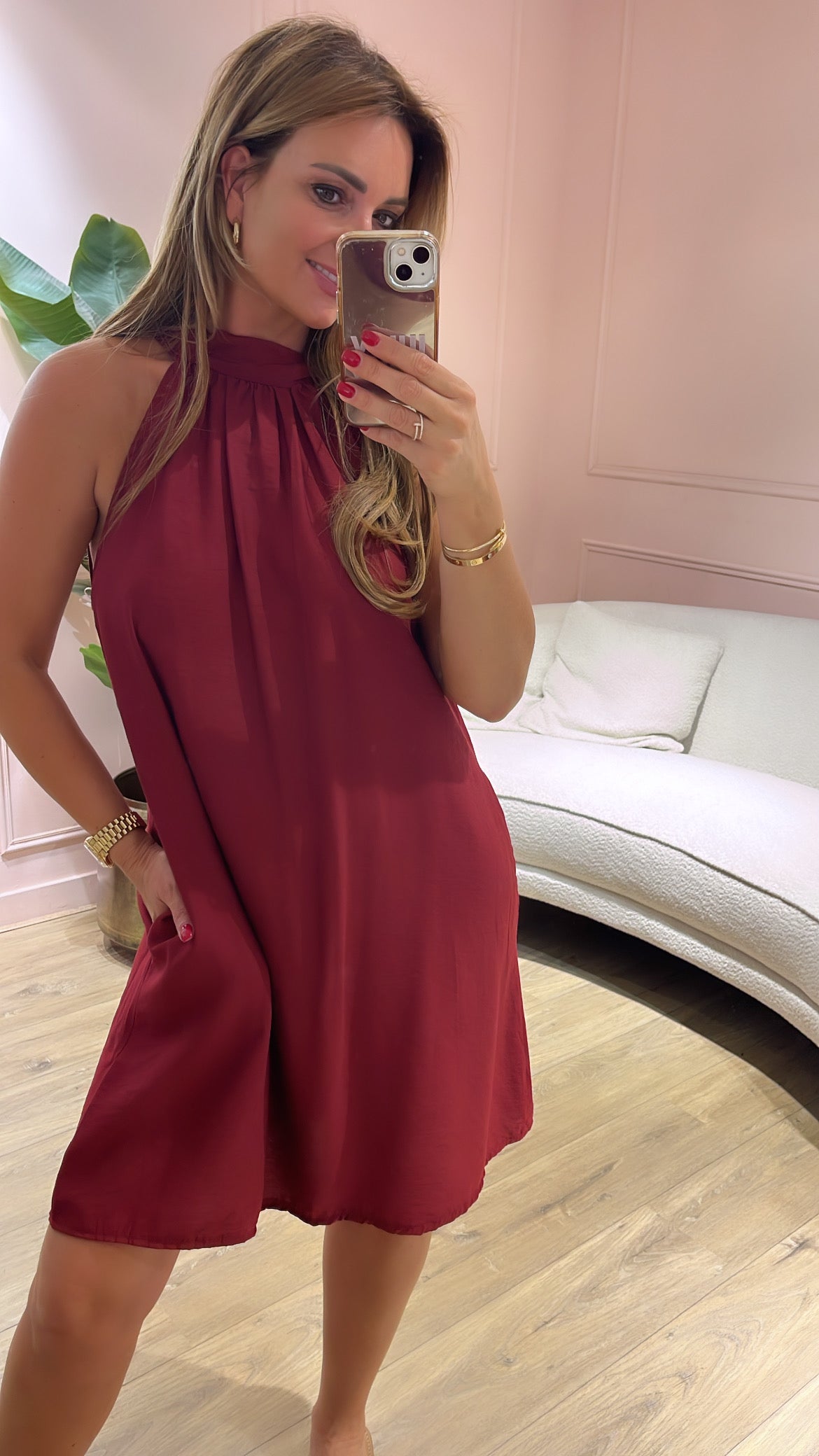 Azzuro Jurk Rosa-bordeaux