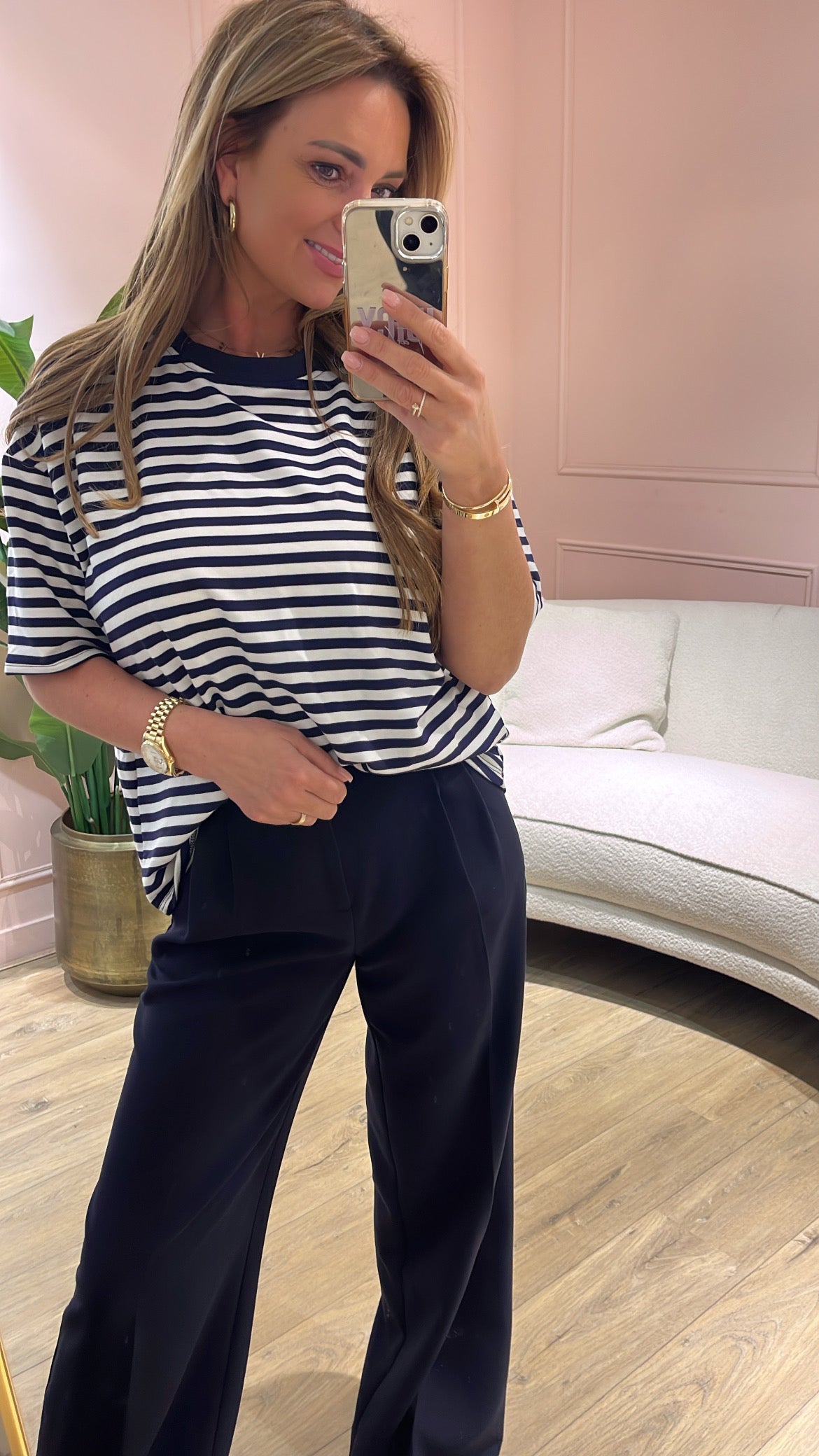 Tshirt Jill Donker Blauw Wit