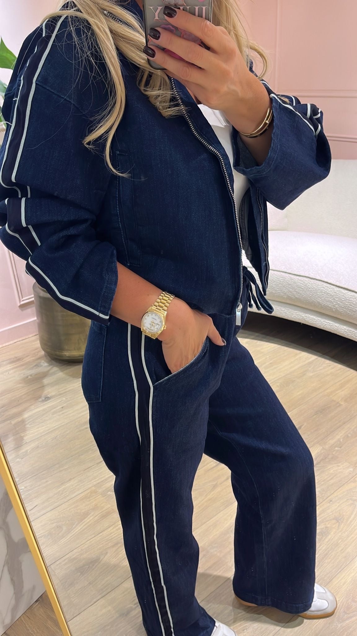Denim Wide-Leg Broek – Dark Blue