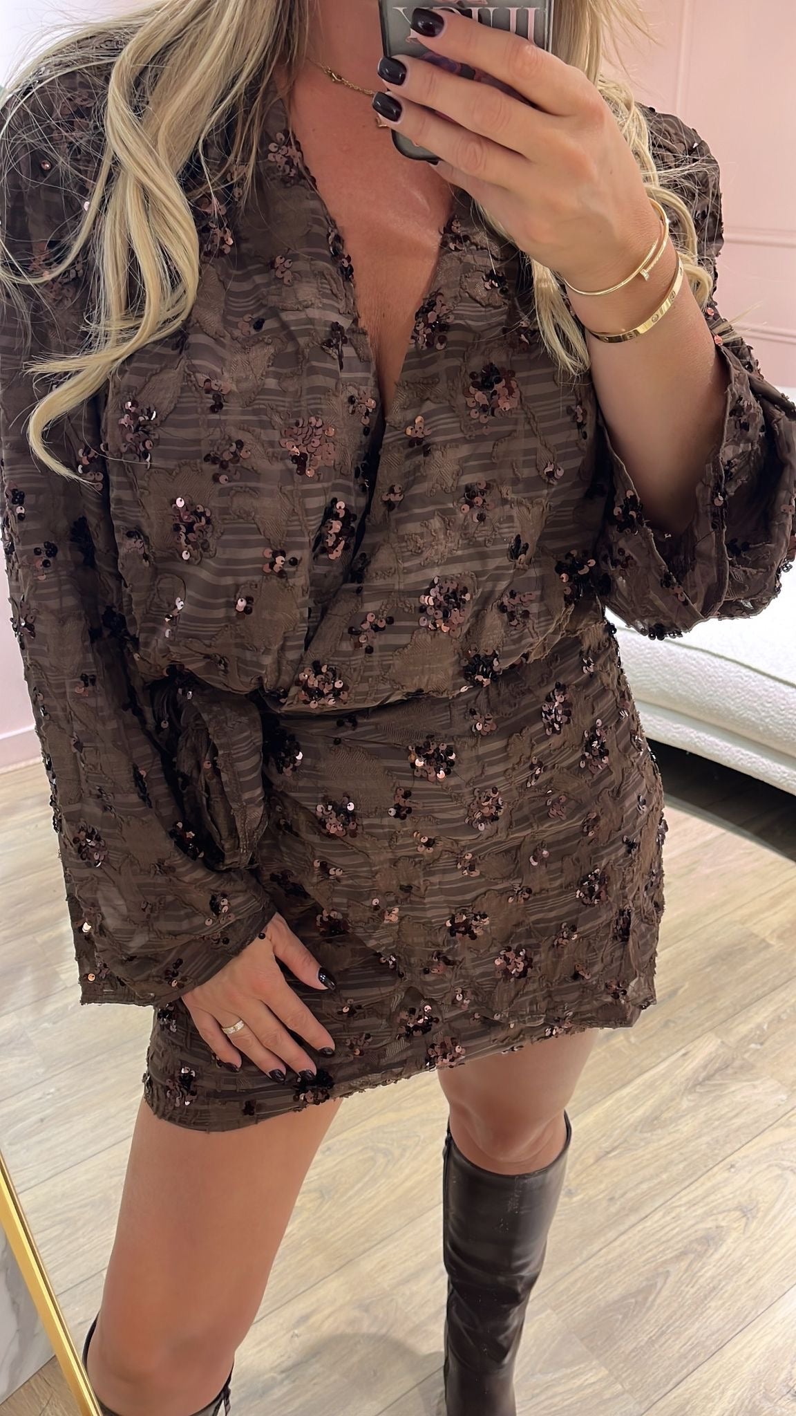 Bruin Glitter Jurkje - Brown