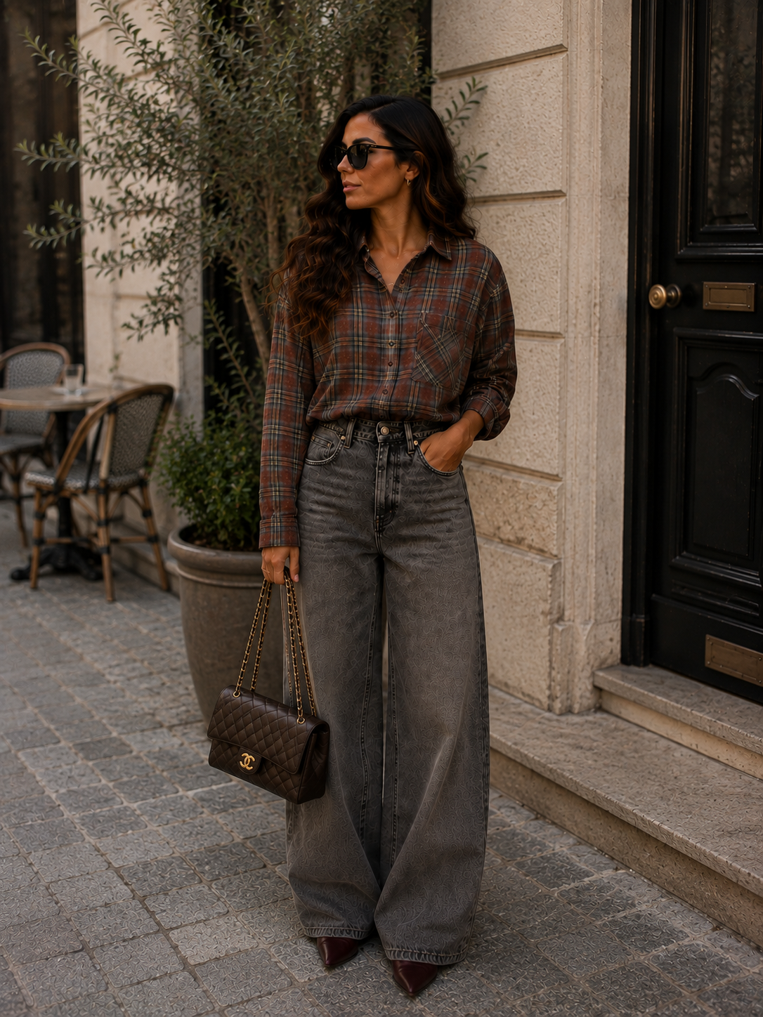 Maddie Check Blouse 🤎