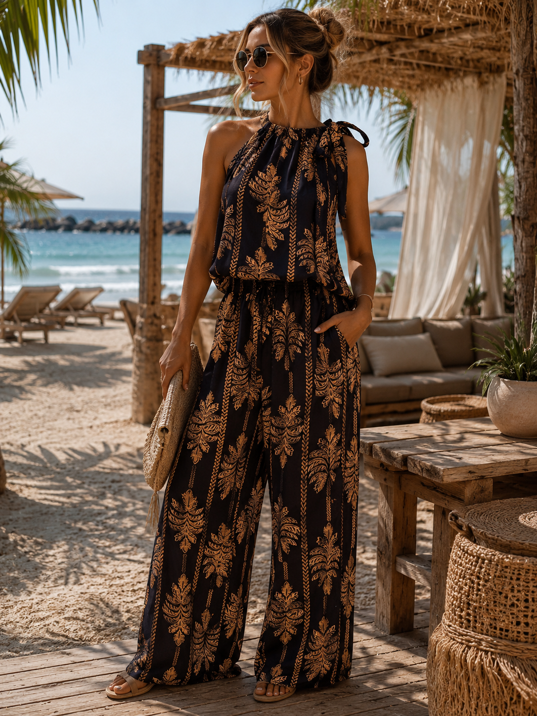 Palma Wide Leg Broek - zwart