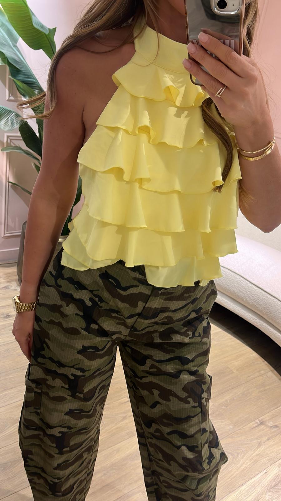Bella Ruffle Top - geel