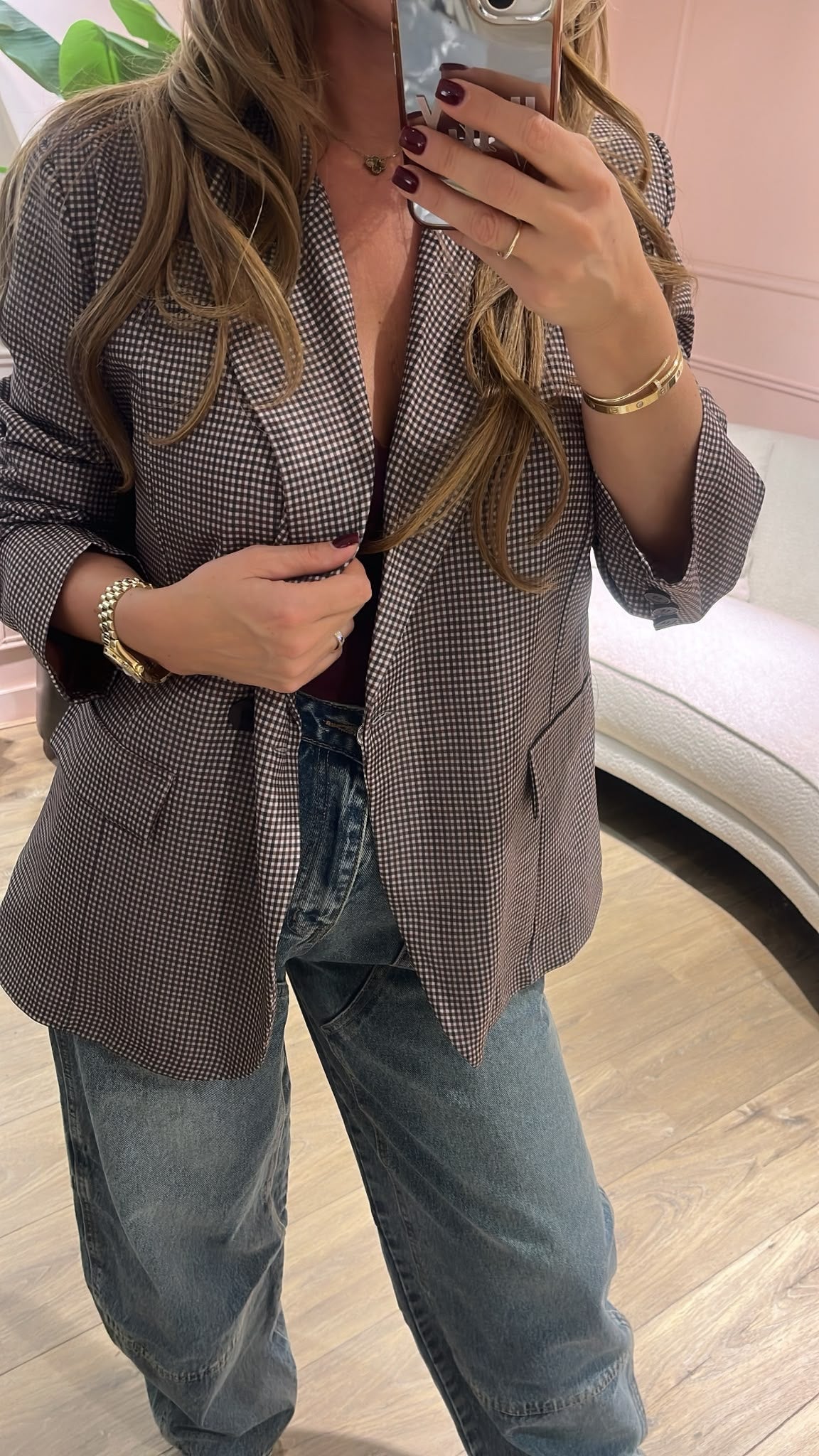 Livia Check Blazer - chocolate