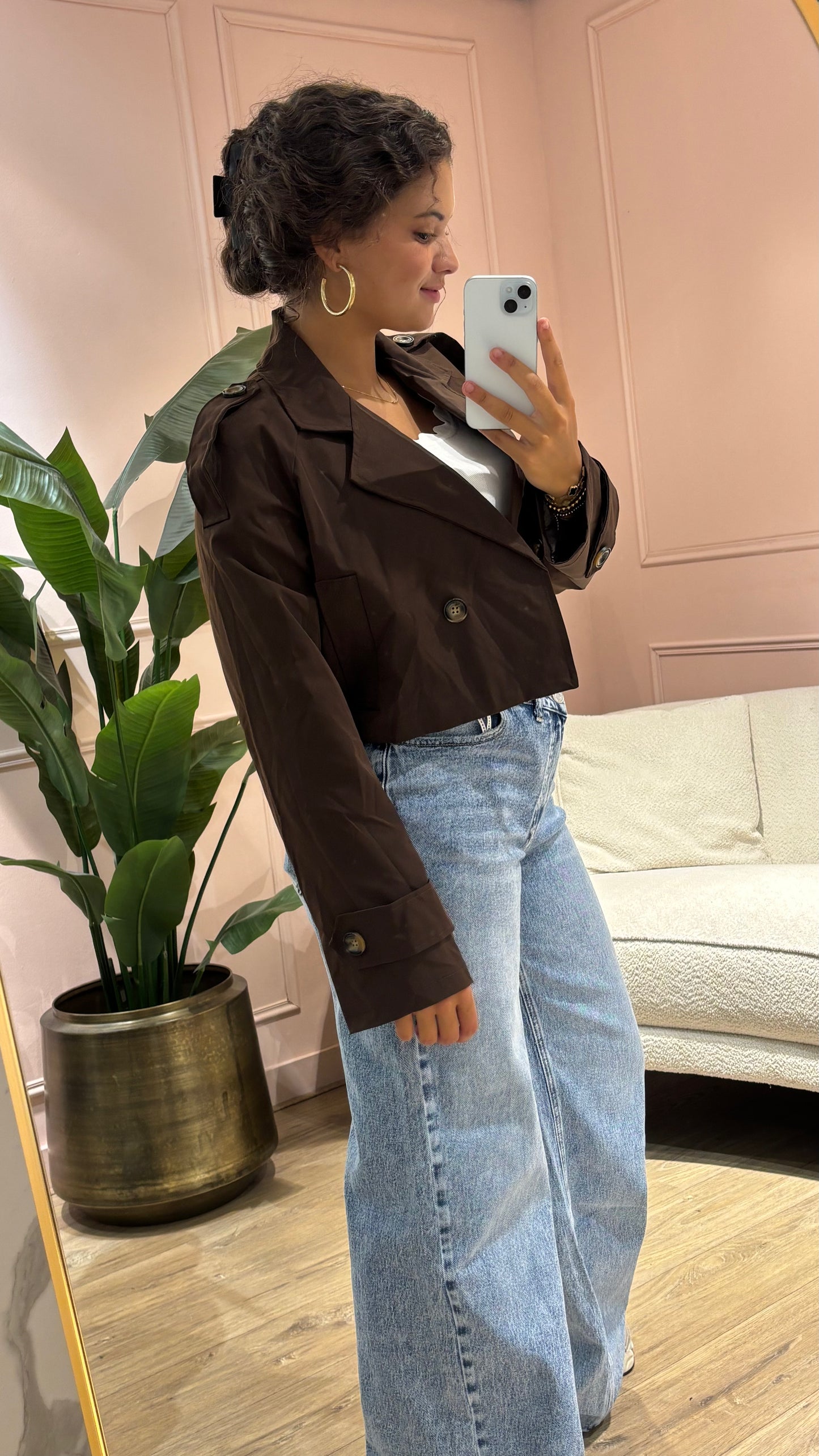 Korte Trenchcoat Jasje – Bruin