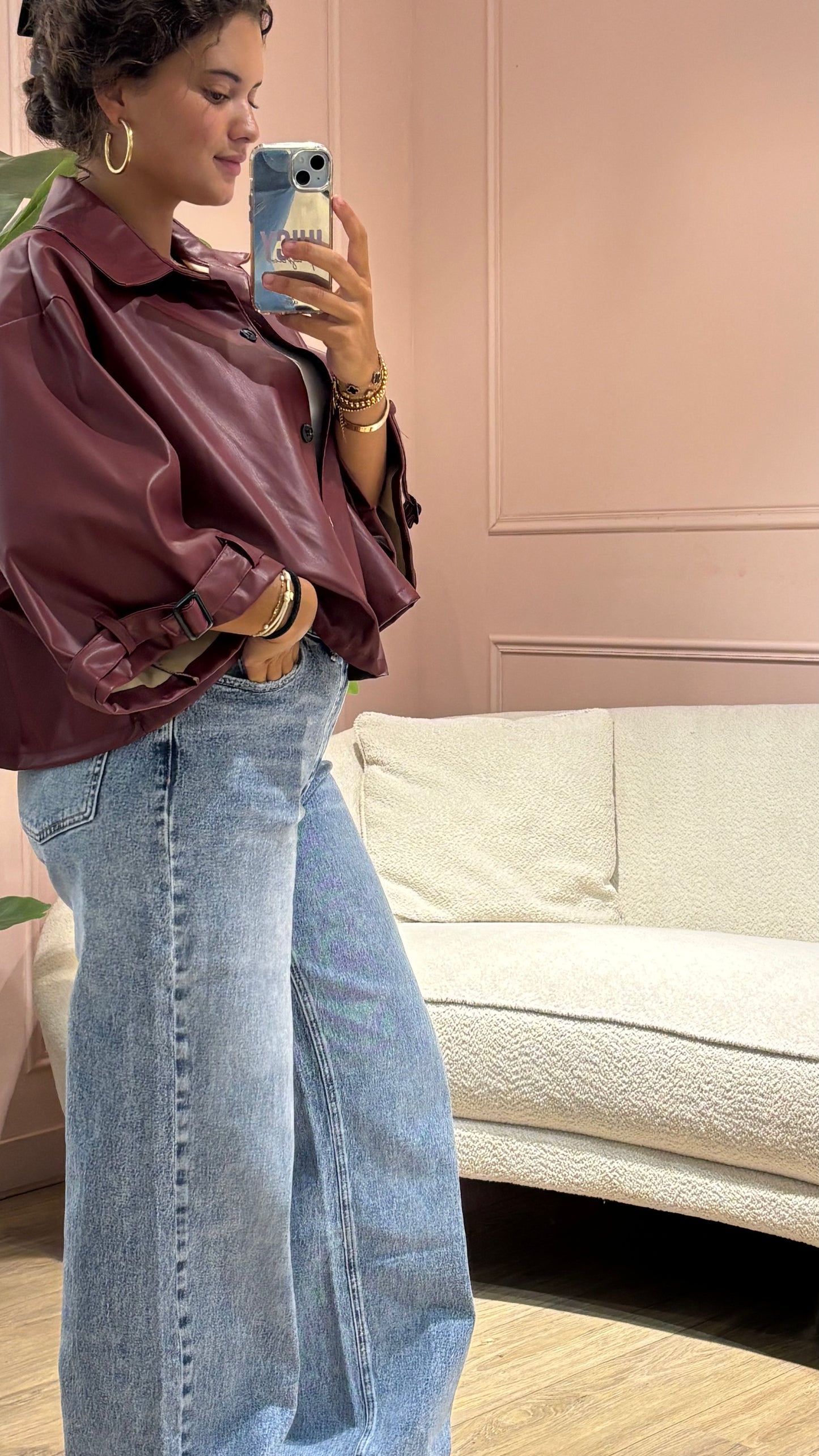 Leren trenchcoat - Rood