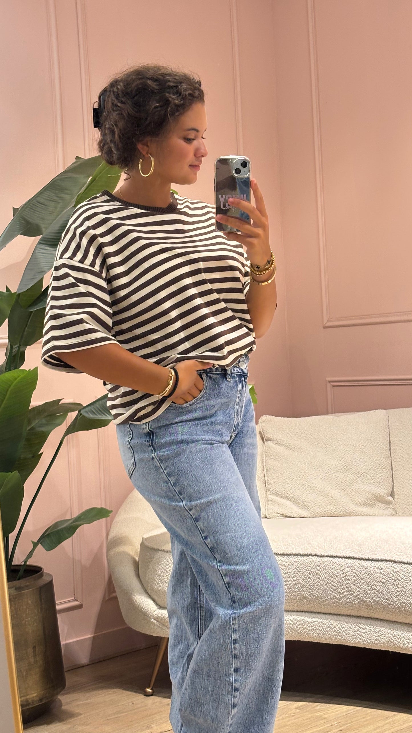 Striped Chic Shirt - Brown