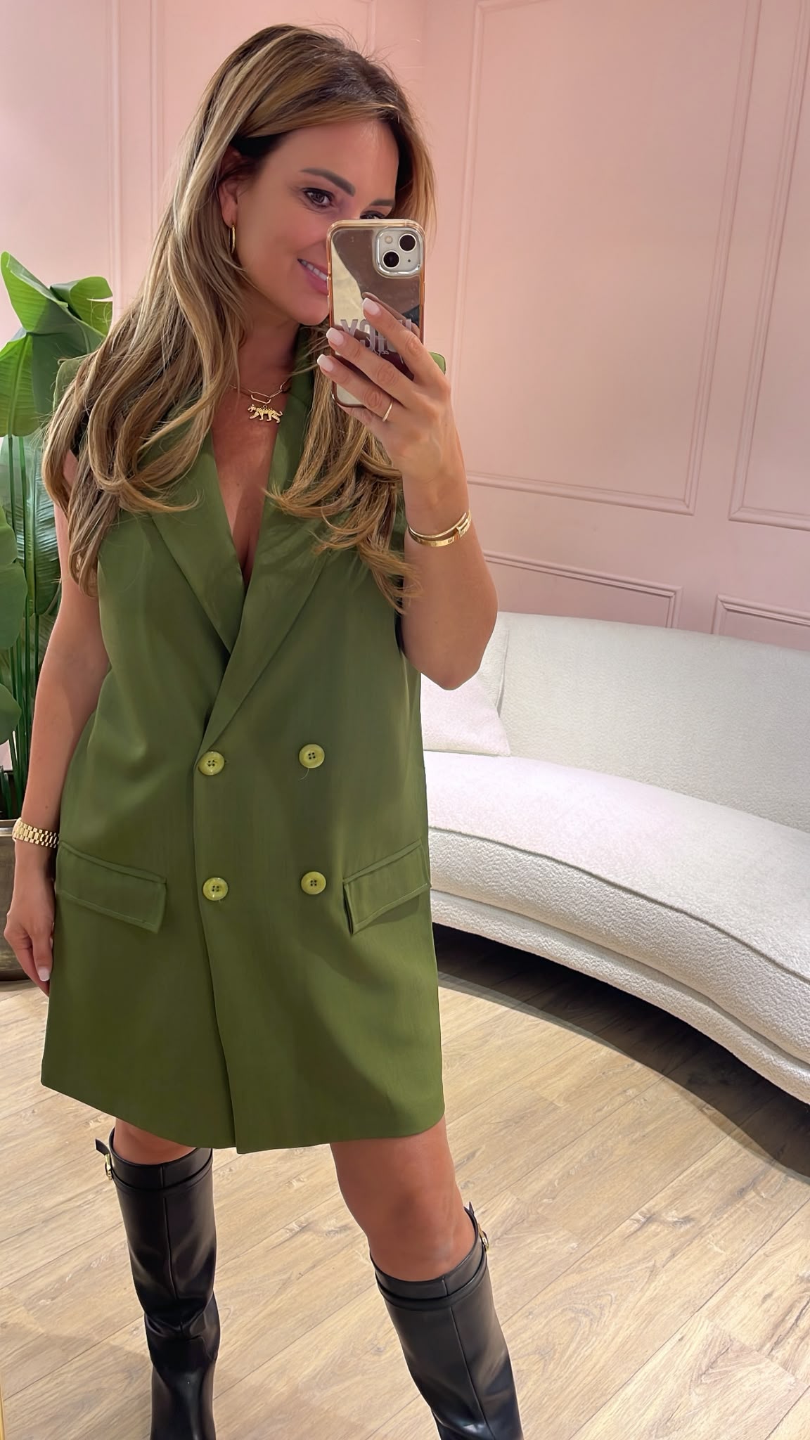 Azzuro Blazer Dress - olijfgroen