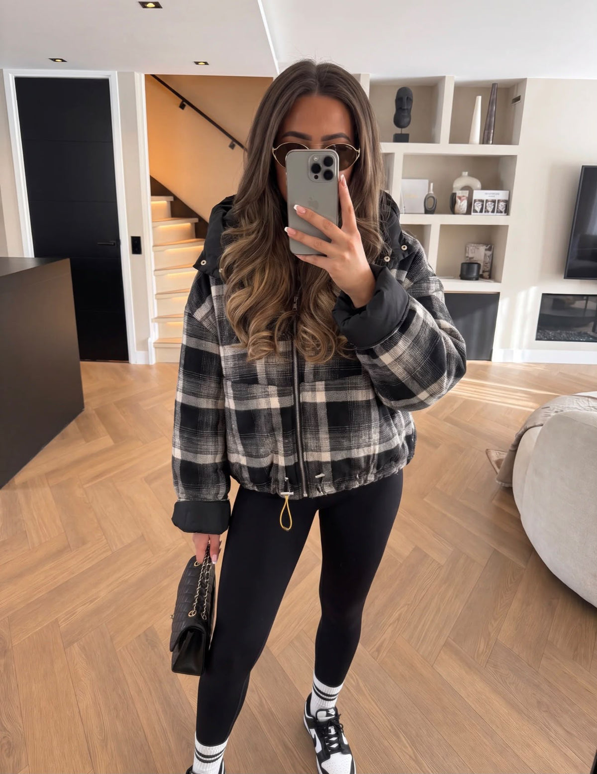 Check Hood Jacket - zwart
