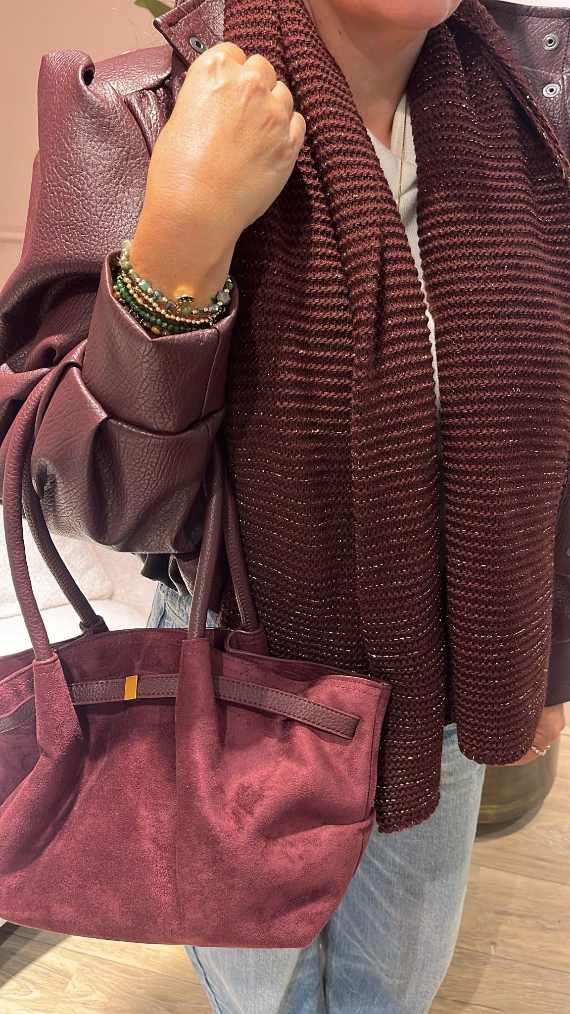 Sparkle poncho - burgundy