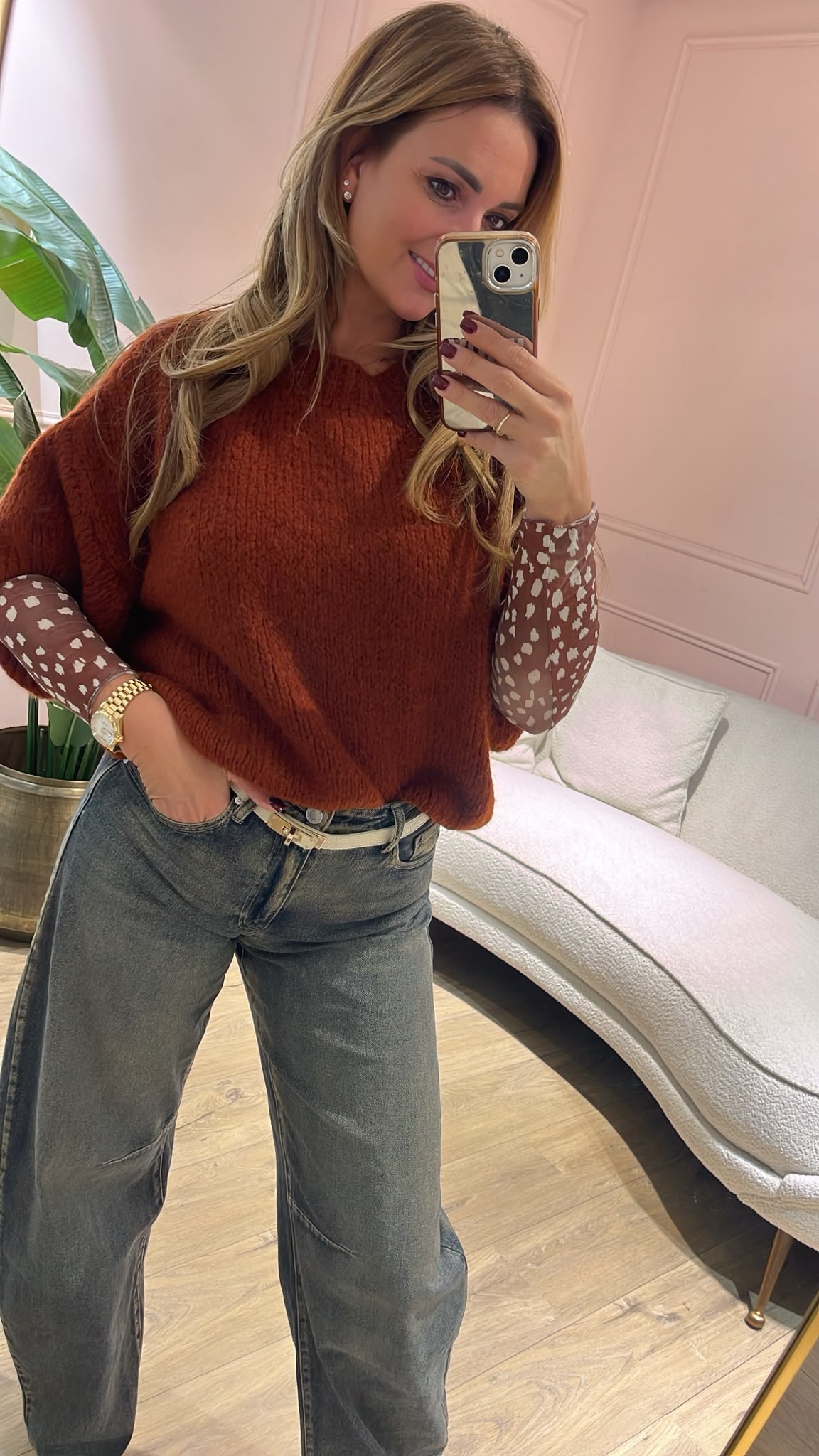 Livia Soft Knit Top - roestbruin