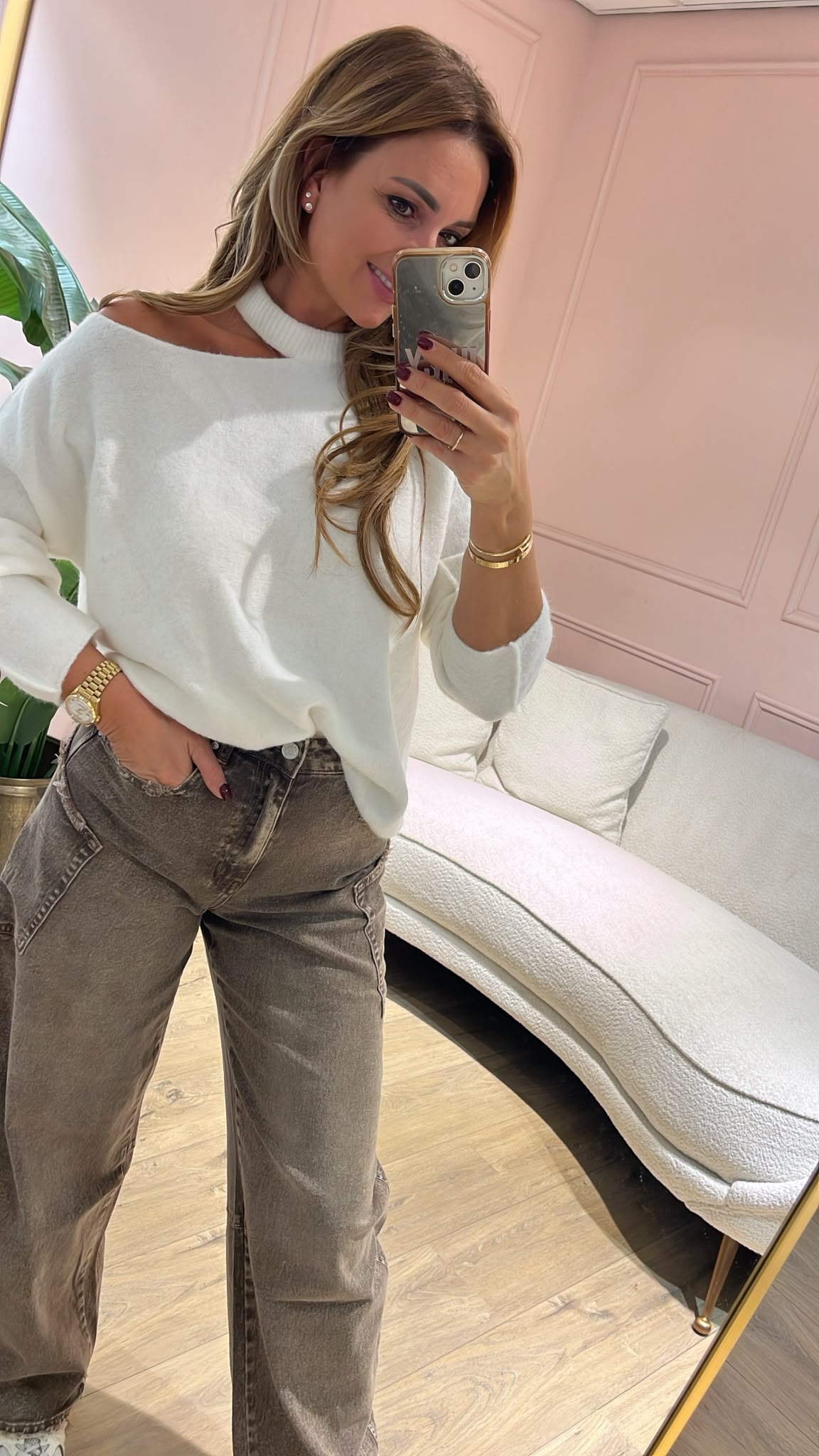Open Shoulder Knit - off white