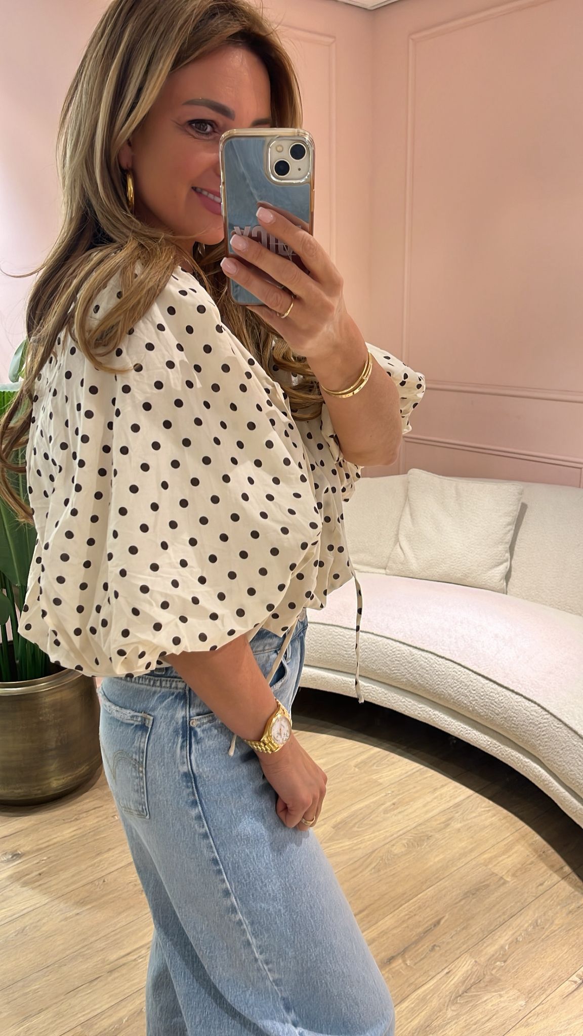 Pretty Dot Blouse - creme