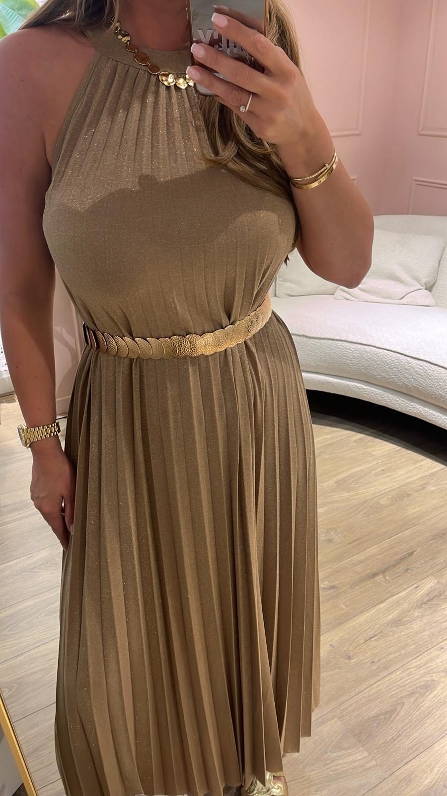 Golden Glow Dress - golden taupe