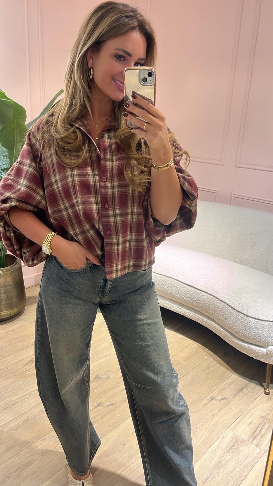 The Autumn Check Blouse - bordeaux