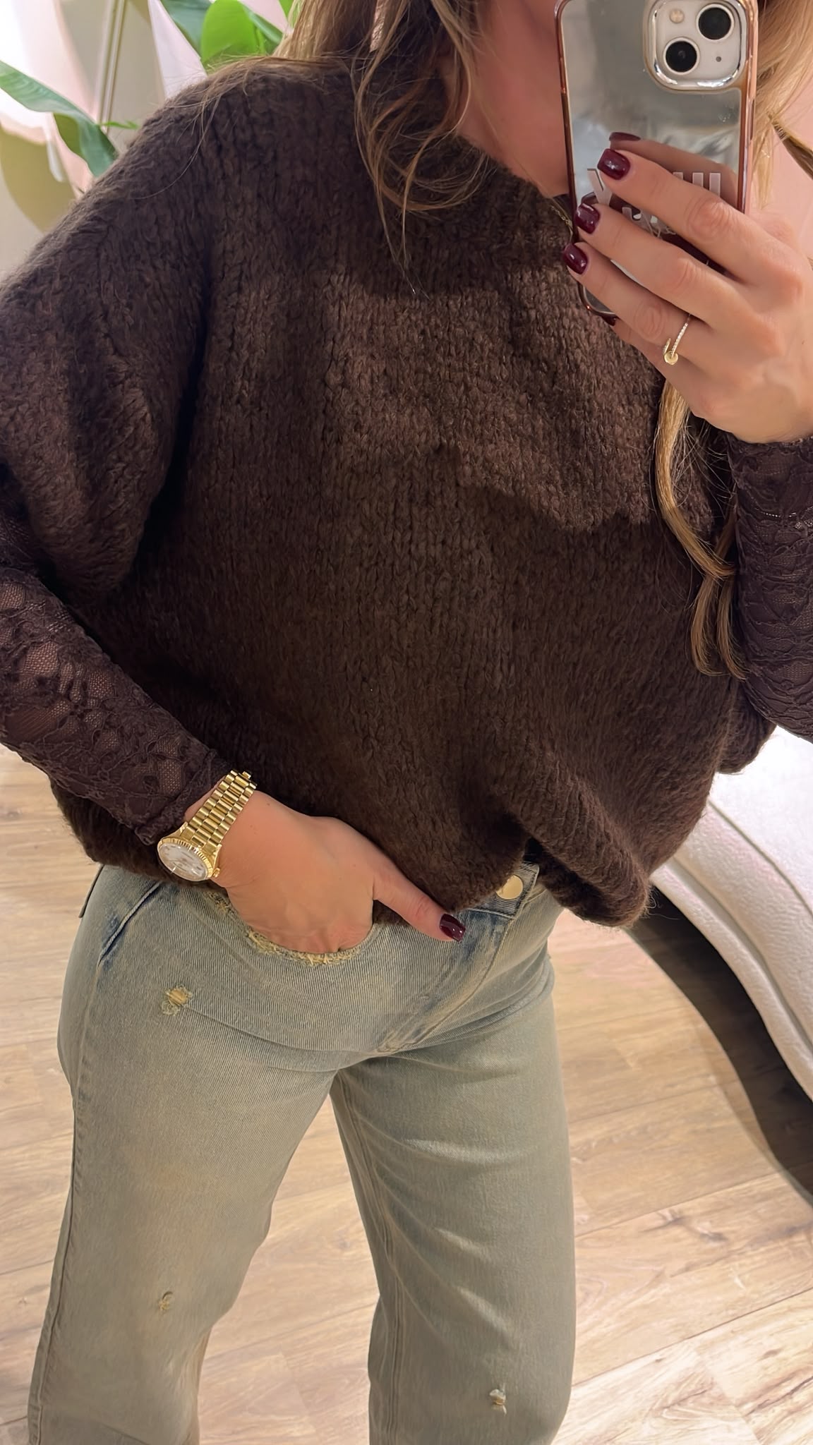 Noëlle Lace Top - donkerbruin