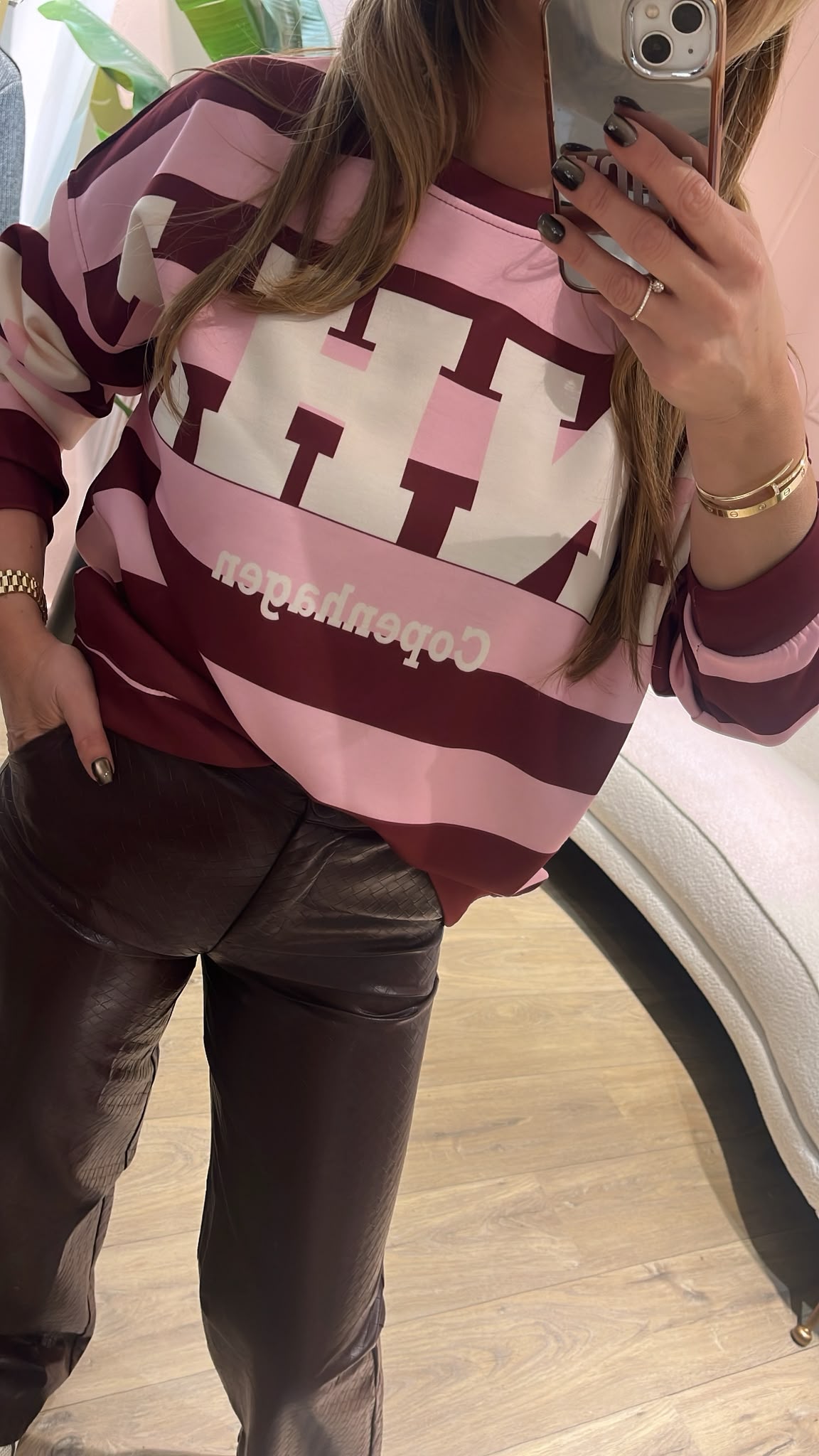Copenhagen Varsity Sweater - bordeaux/ roze