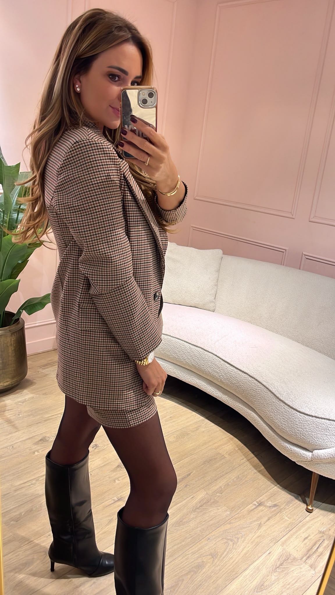 Milano Check Blazer - bordeaux