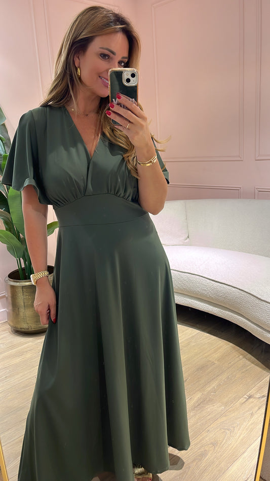 SALE !! Travelstof Jurk Anne- legergroen