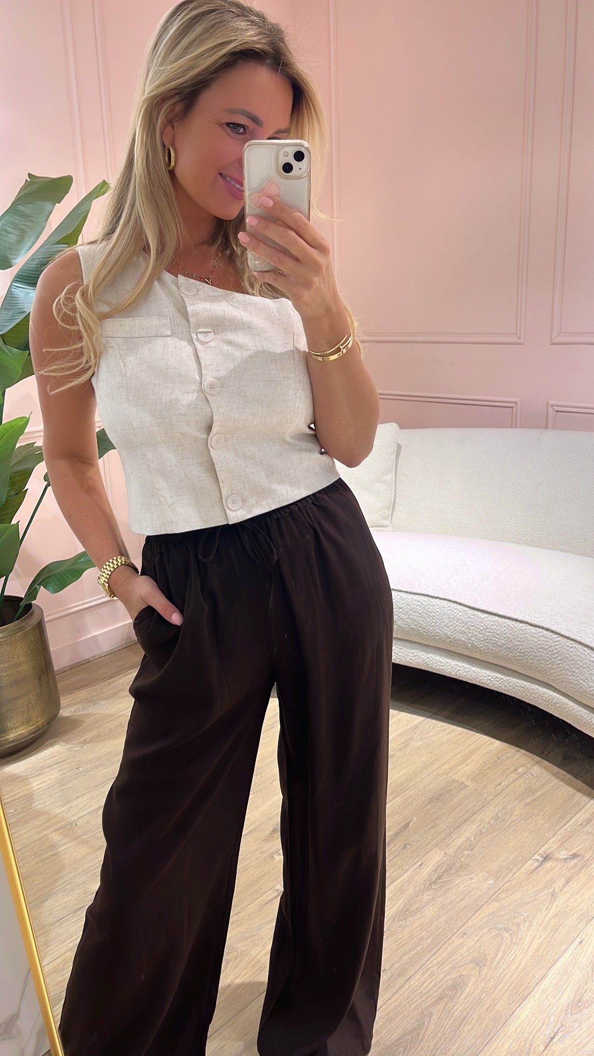 Linnen Pantalon Maxime Choco