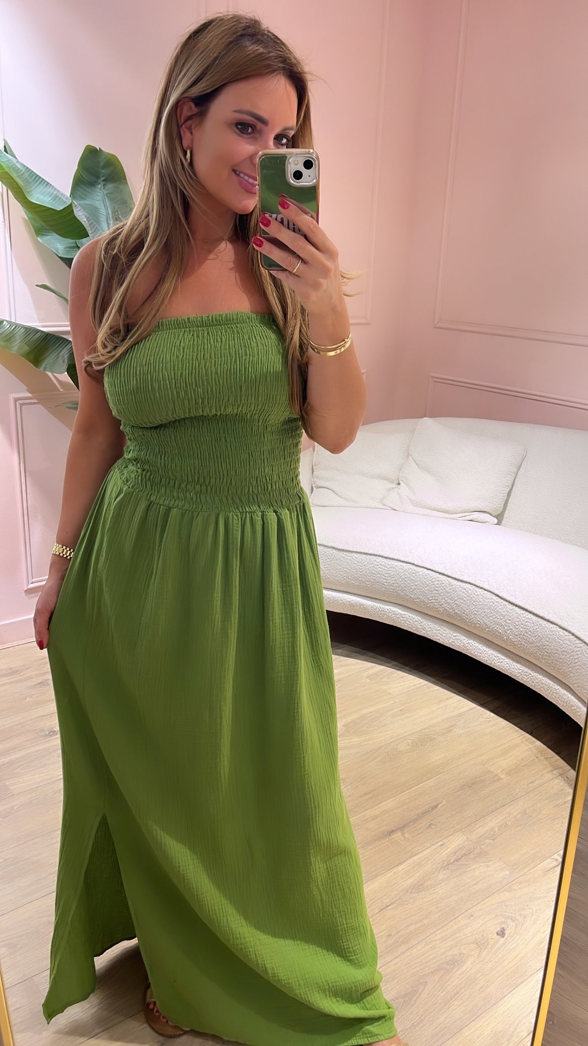 Azzuro Jurk Merel-limegroen