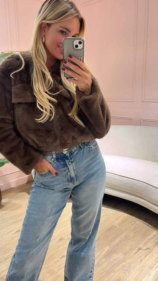 Faux Fur Jas Lieke Bruin