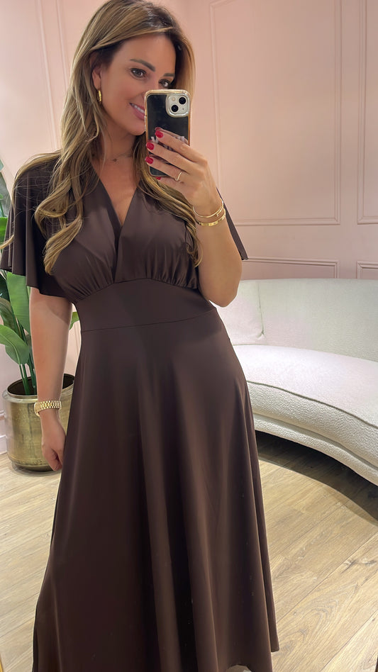 SALE!! Travelstof Jurk Anne- bruin