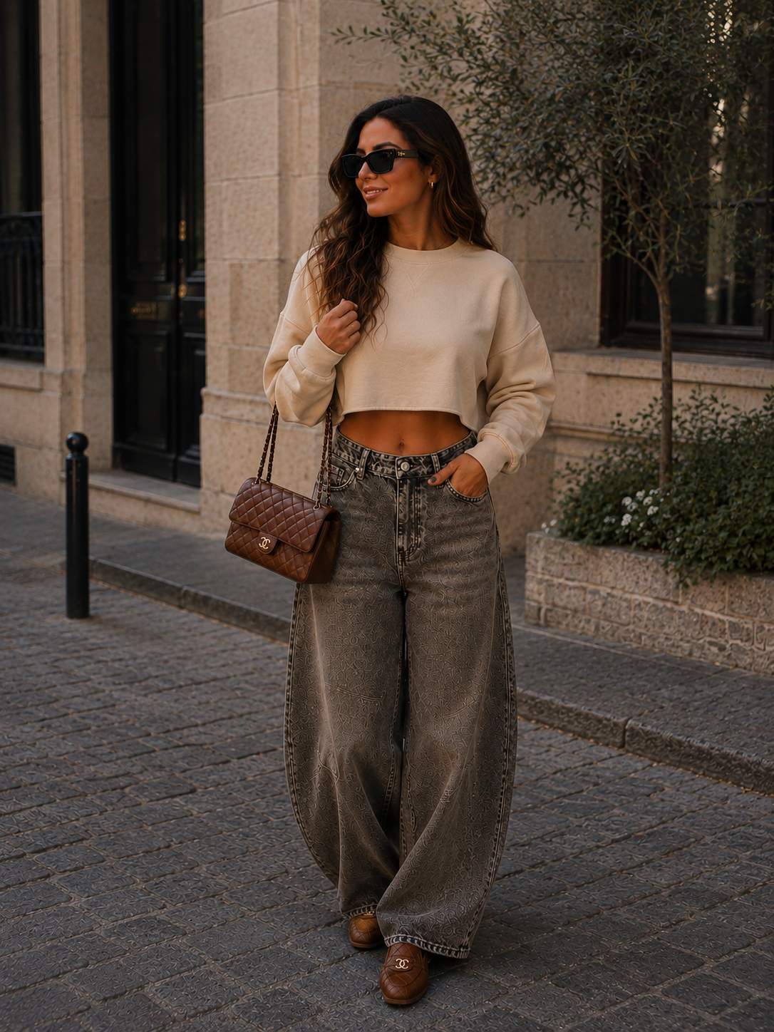 Queen Hearts Barrel Jeans – Vintage Charcoal