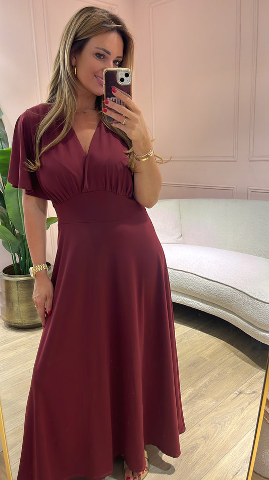 SALE !! Travelstof Jurk Anne- bordeaux