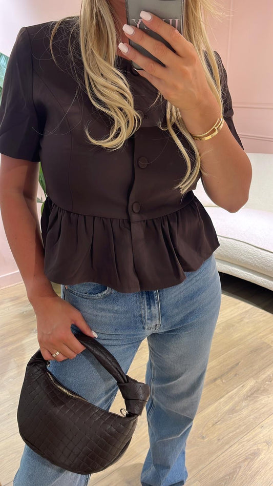 Sweet Button Top - Brown