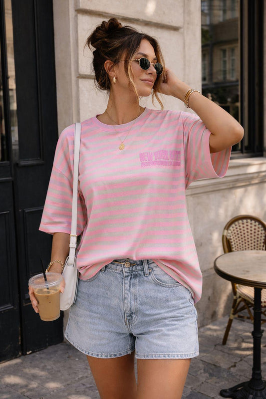 New York Tshirt Roze