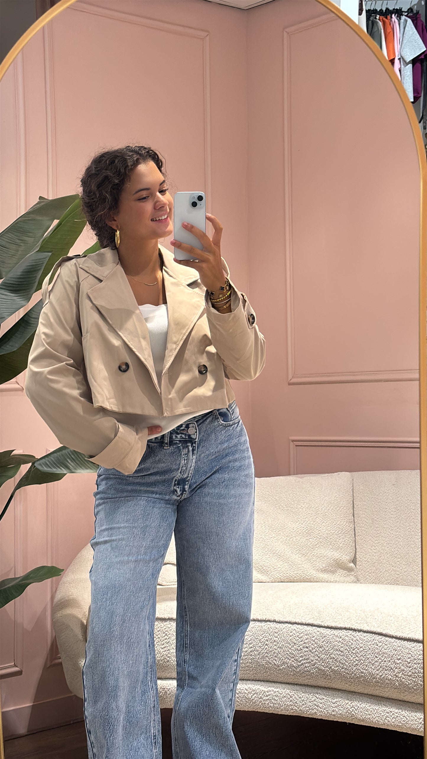 Korte Trenchcoat Jasje – Beige