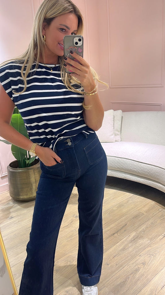 Navy Striped Top