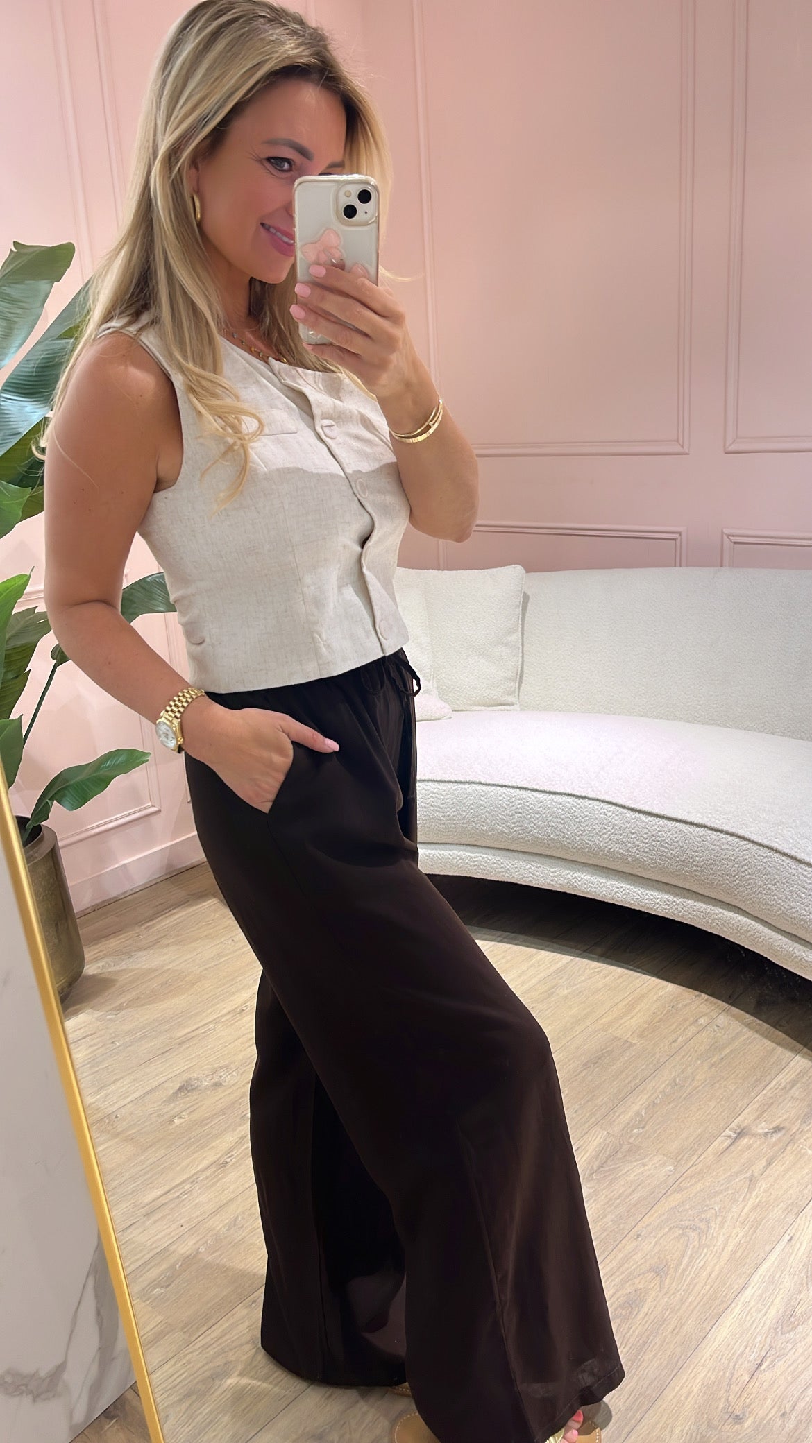 Linnen Pantalon Maxime Choco