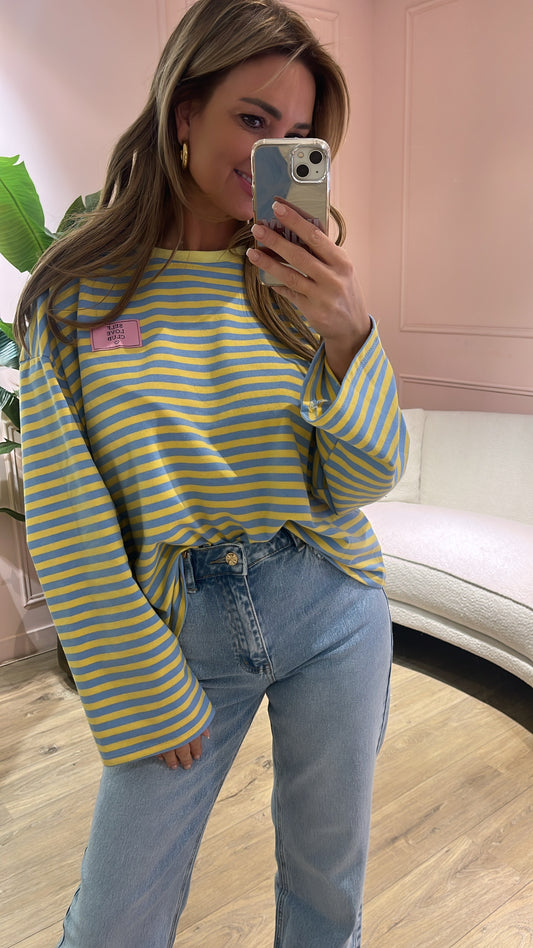Tshirt Self Love Club Blauw/Geel