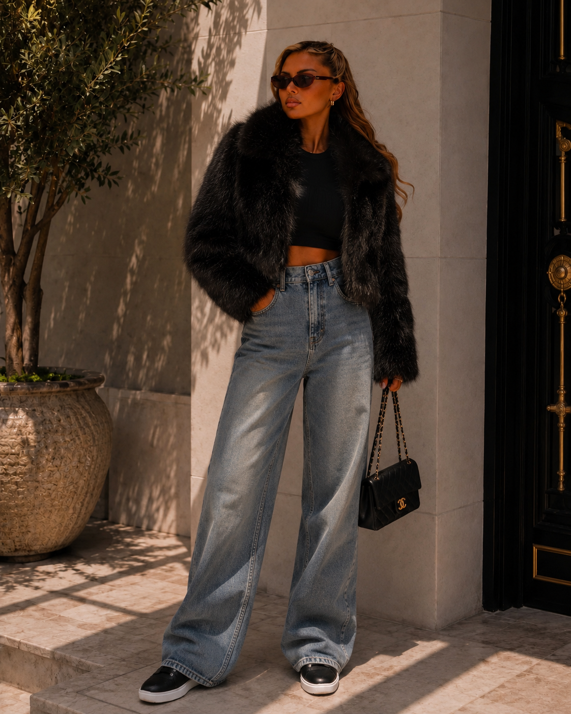 The Fluffy Fur Jacket - zwart