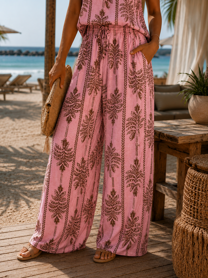 Palma Wide Leg Broek - roze