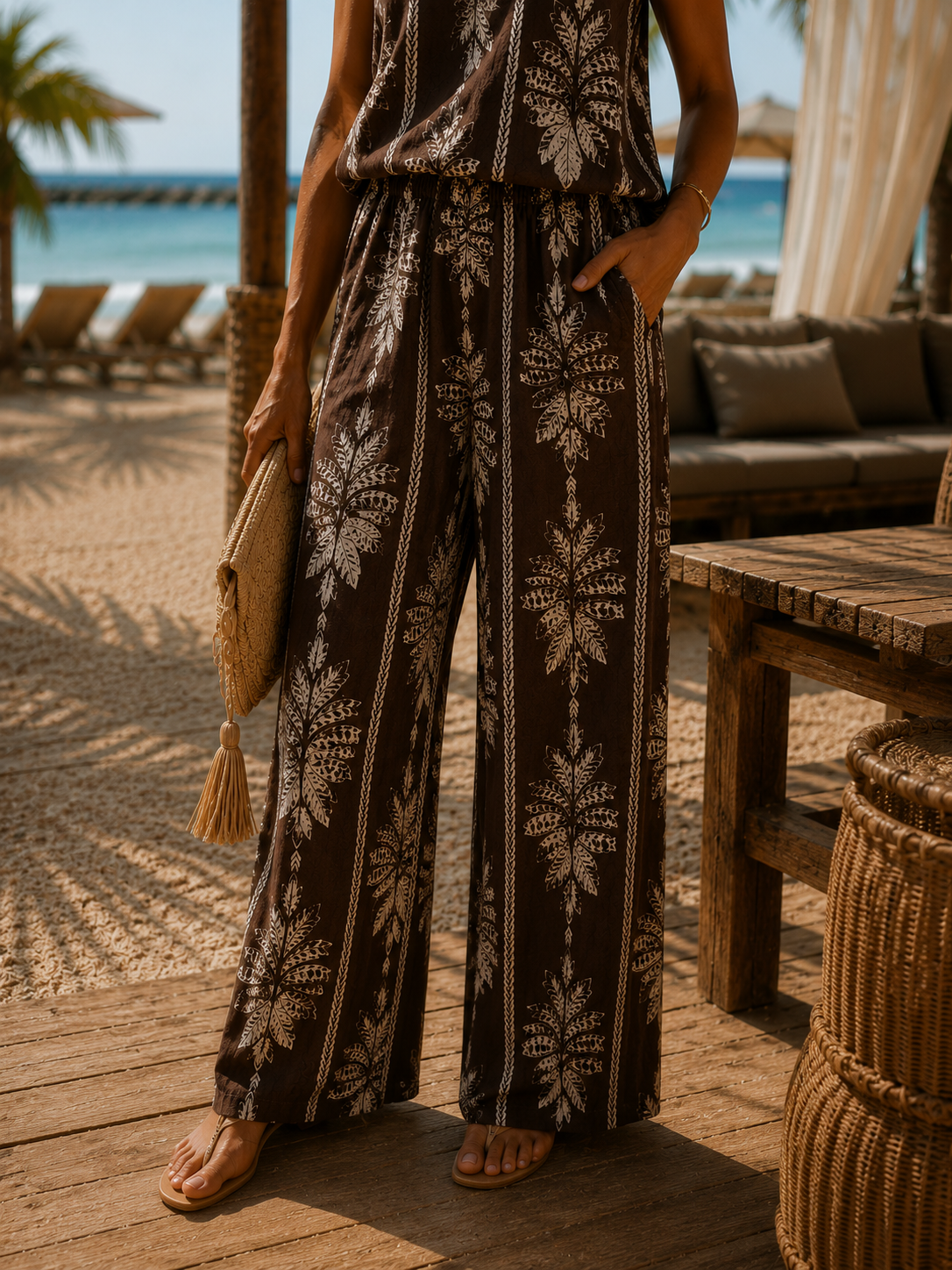Palma Wide Leg Broek - bruin