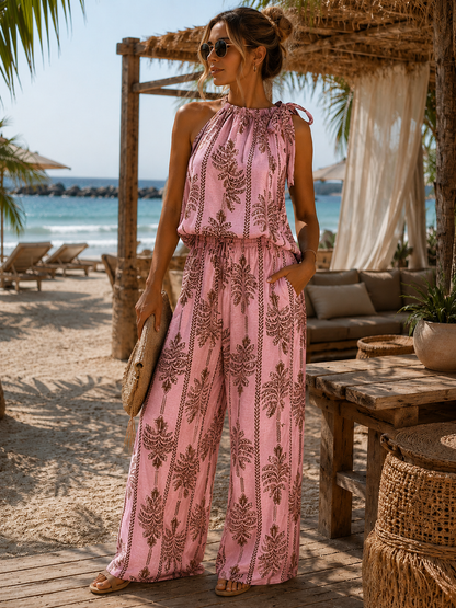 Palma Wide Leg Broek - roze