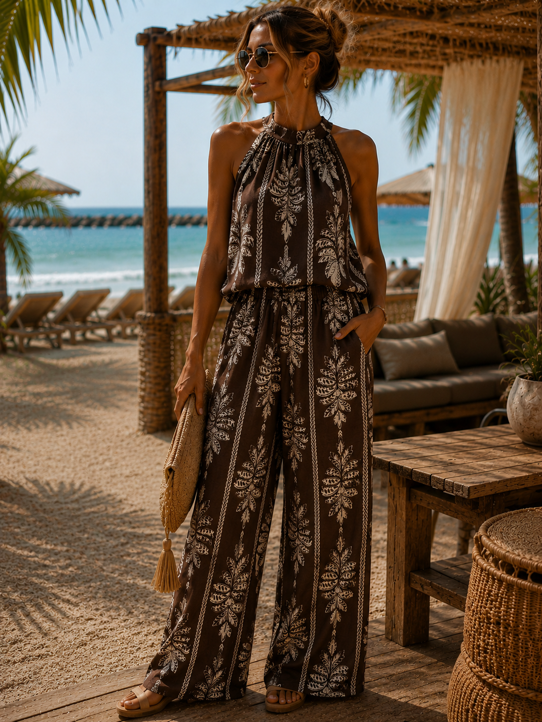 Palma Wide Leg Broek - bruin