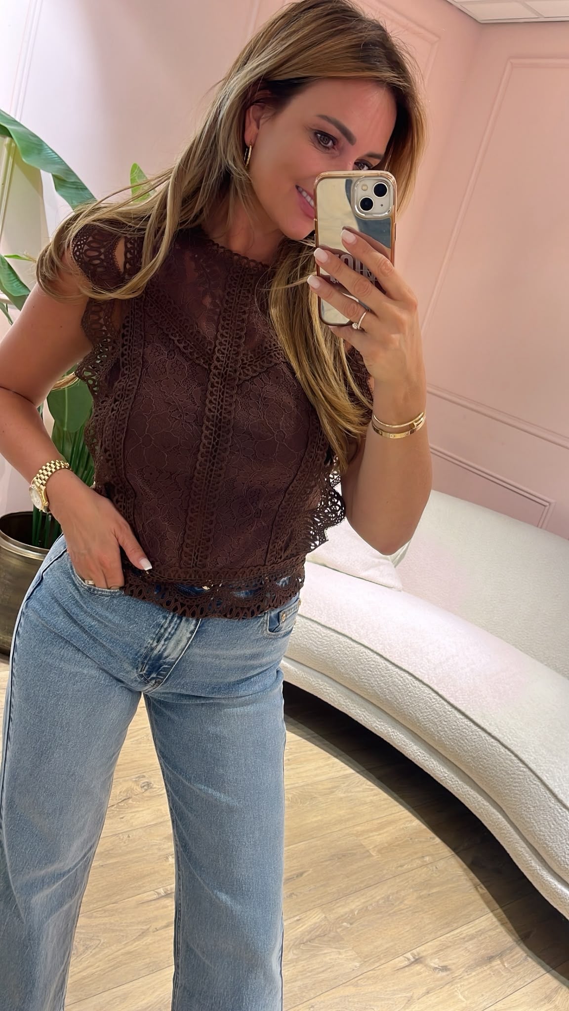 Romantic Lace Top - bruin
