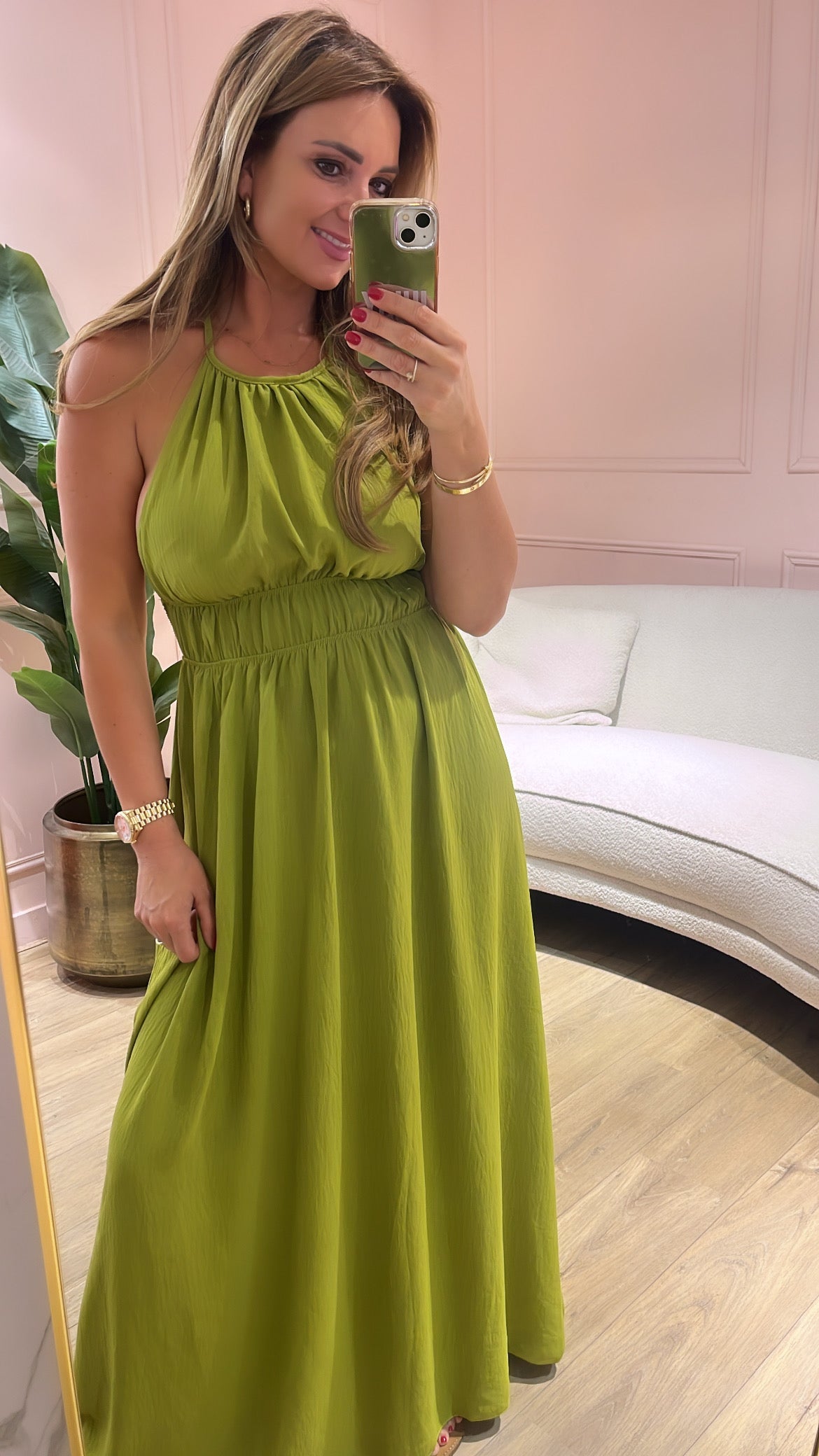 Jurk Beaudine-limegroen