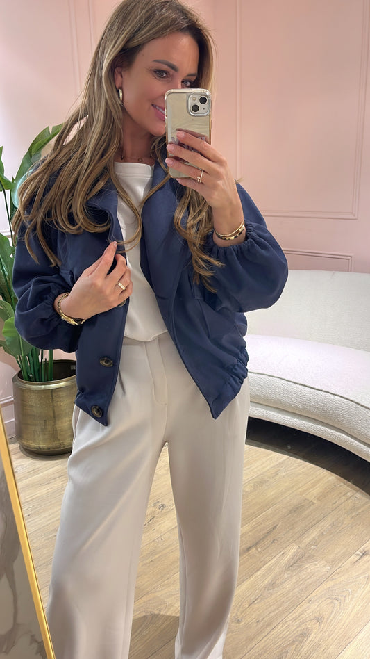 Suedine Jas Donker Blauw