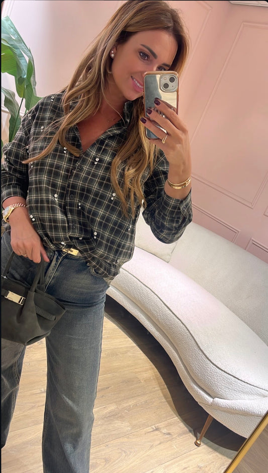 Sparkle Check Blouse ✨- groen