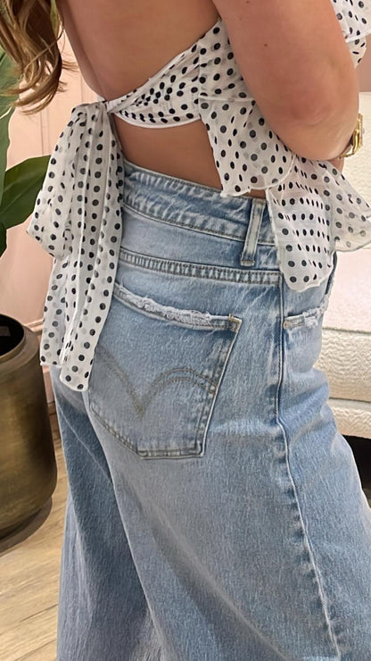Polkadot Ruffle Top - wit