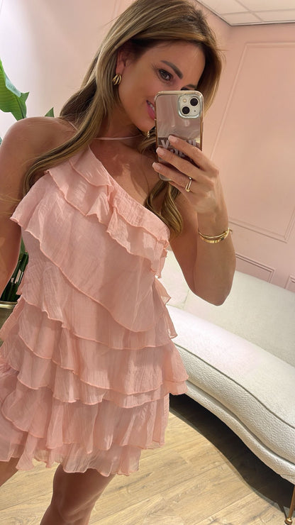 Bella Ruffle Dress - lichtroze