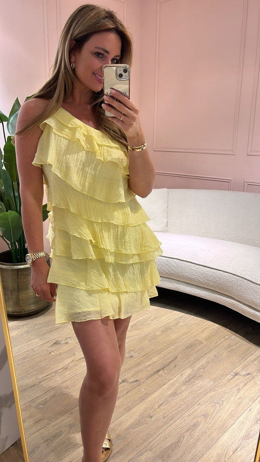 Bella Ruffle Dress - geel