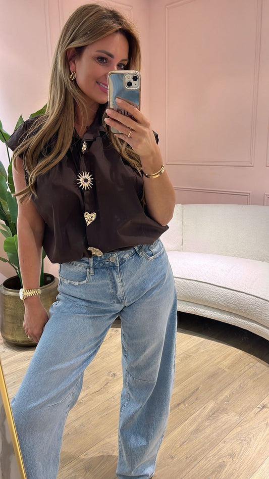Paris Button Blouse - bruin