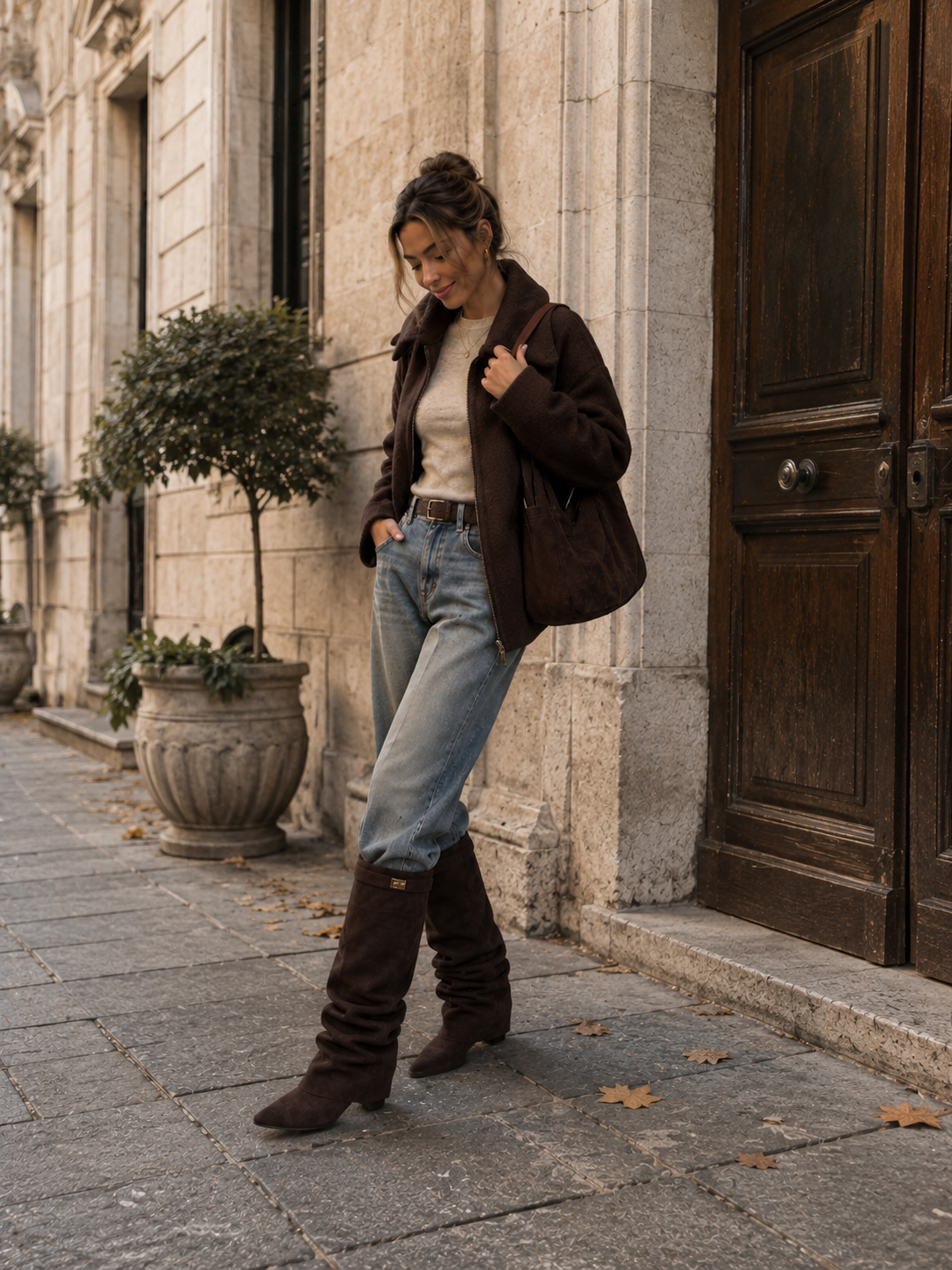 Suède Slouch Boots - bruin